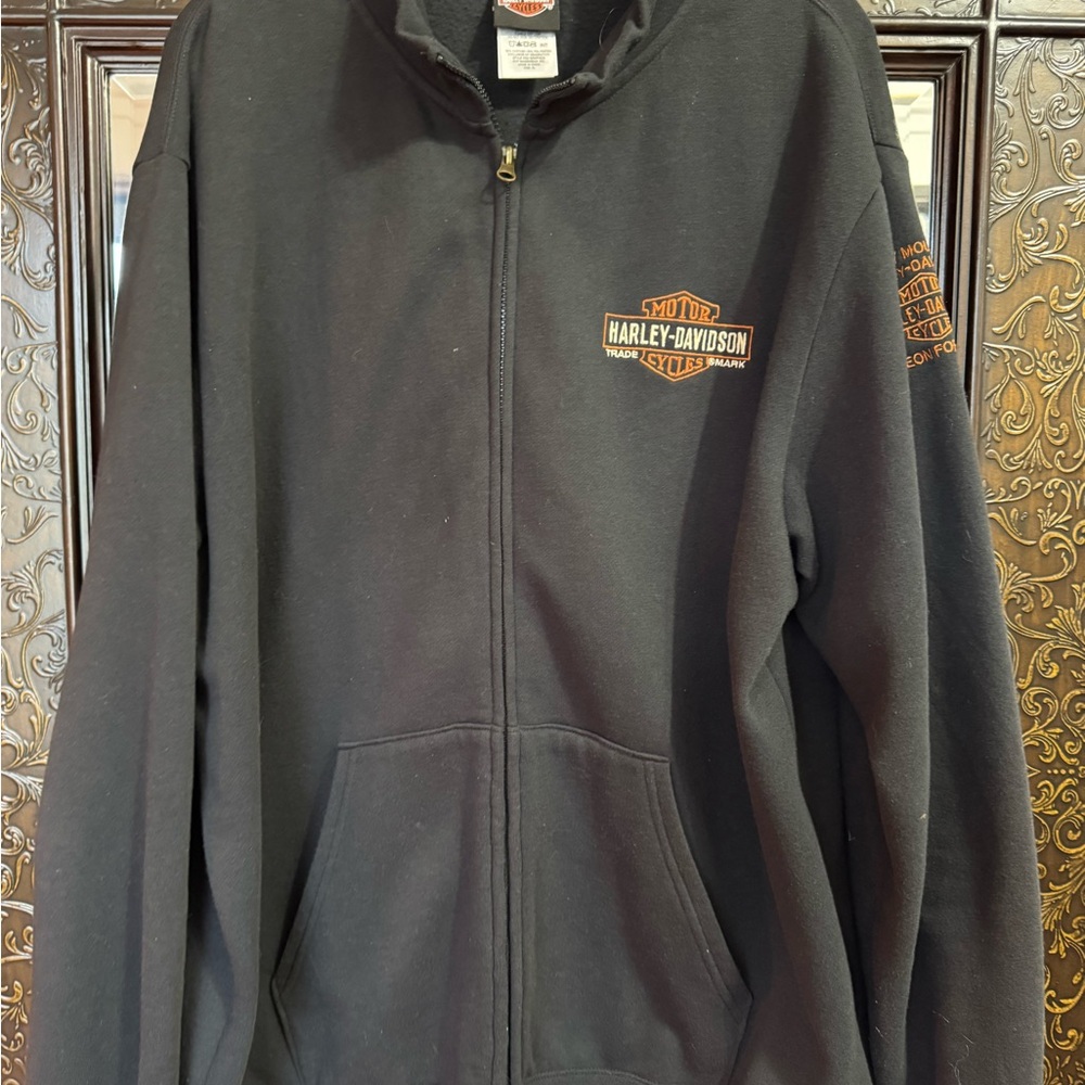 Harley-Davidson Black and Orange Men's Jacket